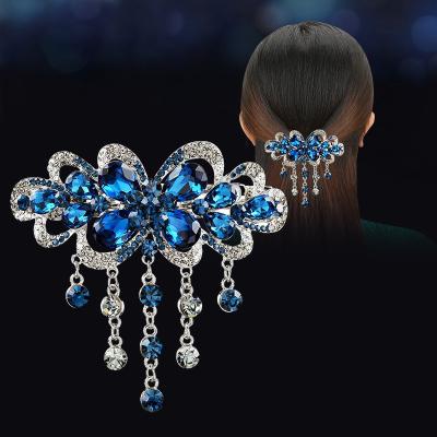 China High Quality And Fast Delivery New Arrival Tassel Flower Hairpin For Women Headdress Crystal Rhinestone Spring Hair Metal Clips for sale