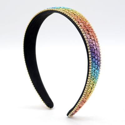 China High Quality and Delivery Fast Wholesale Luxury Simple Headband Headband Full Crystal Non-Slip Bling Hair Band Custom Colored Rhinestone Sponge Headband for sale