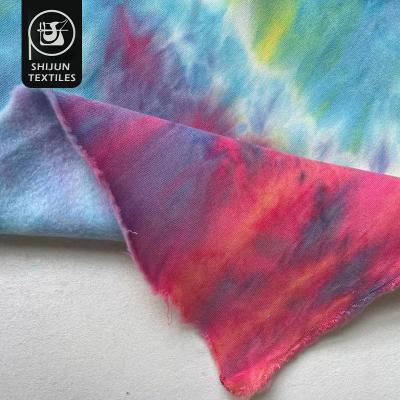 China Keep Home Hot Tie Dyed Fabric Wholesale Textiles Polyester French Terry Tie Dyed Fabric for sale