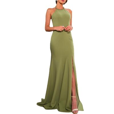 China Foreign trade anti-static round neck evening dress high-end sexy backless banquet dress for sale