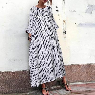 China 559 Vintage Printed Anti-Static Dress Women's Casual Sundress Flower Party Dress Oversized for sale