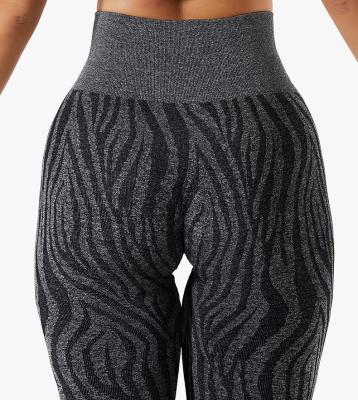 China Seamless Anti-wrinkle Yoga Pants Camouflage Zebra Waist High Hip Sports Fitness Lifting Pants Set for sale