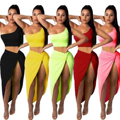 China Y2K European large size women's popular QUICK DRY pleated two-piece set solid color skirt casual suit and American for sale