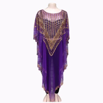 China Polyester 34 Plus Size Muslim Dress Beading Scarf Long Sleeves Women Dress for sale