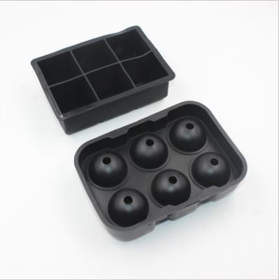 China Viable 2pcs Silicone Sphere Whiskey Ice Ball Maker Set With Lids Big Square Ice Cube Molds Ice Cube Tray for sale