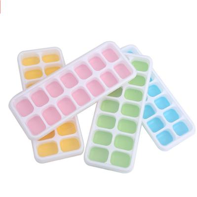 China Sustainable Ice Cube Tray Easy Release Silicone 14 Ice Cube Trays With Spill Resistant Removable Lid for sale