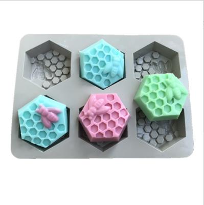 China Six Capacity Honey Bee Honeycomb Handmade Molds Sustainable Honeycomb Soap Molds New For Soap Making for sale