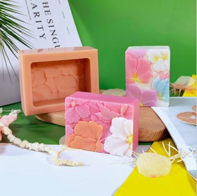 China Viable Flower Handmade Silicone Soap Mold DIY Square Texture Soap Aroma Candle Mold for sale