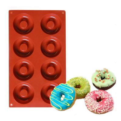 China Round Cake Dessert Silicone Mold 8 Donuts Household DIY Handmade Soap Sustainable Baking Baking Mold for sale