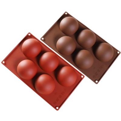 China Large 5 Holes Sustainable Silicone Molds For Baking Half Globe Silicone For Chocolate Bombs Balls for sale