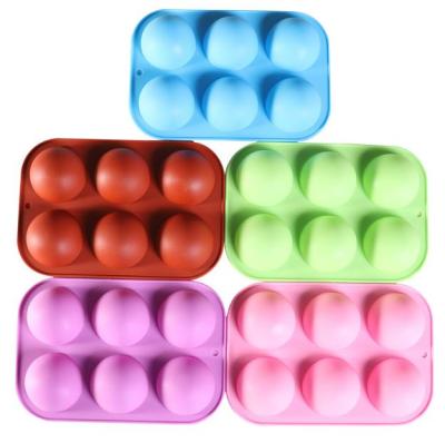 China Viable 6 Plugs Silicone Mold For Chocolate Cake Jelly Pudding Handmade Soap Round Form Chocolate Molds for sale