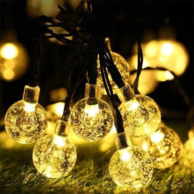 China Solar String Lights 2020 Top 30 Sale Waterproof Crystal Ball LED Fairy Lights Warm 6.5m White Led Solar Lights Outdoor for sale