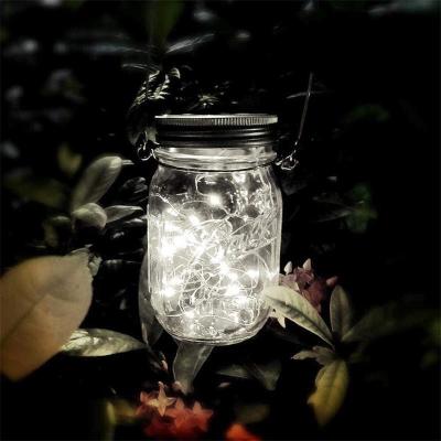 China Outdoor Party Solar Mason Jar Light Solar Lantern String Lights 2M 20 LED Jar Light Glass Hanging Jar Light for sale