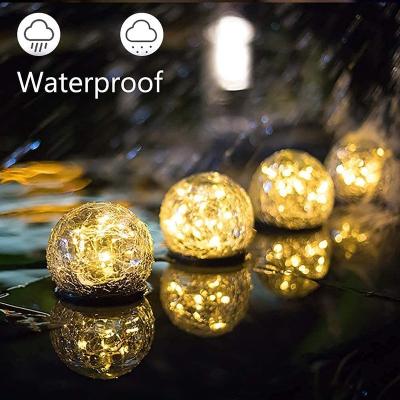 China Outdoor/Indoor Lawn Decorations High Quality Solar Flower Bed Lights Waterproof Color Changing Solar Crackle Glass Ball Lights for sale