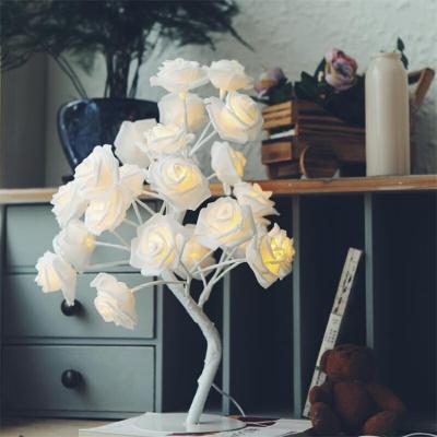 China High Quality Led Tree Home Party Wedding DecorationWarm 24L White Rose Bonsai Tree for sale