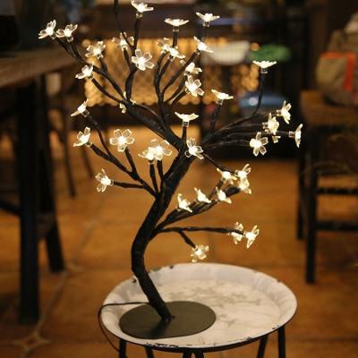 China Best Selling Led Tree Light Decorative Warm White 48 LED Cherry Blossom Desk Top Bonsai Tree Light Perfect for Festival Home Party for sale