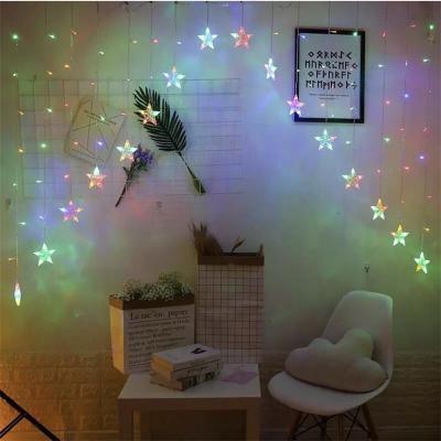 China High quality curtain lights 3m*3m 300 LED biumart led twinkle curtain star string lights step star curtain lights for home room decor for sale