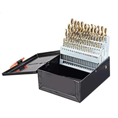 China HSS 60 Number Titanium-Plated Drill Bit Pieces Set Combination High Speed ​​Steel American Standard Drill Bit Small Drill Bit Set for sale