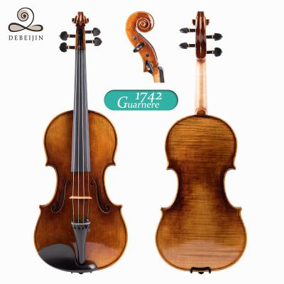 China Impeccable Ebony Fittings Premium Carrying Case Custom Antique Solid Equipment 4/4 Full Size Violin Guarneri Maple Wood for sale