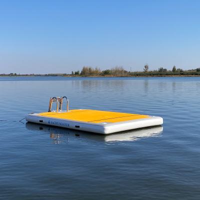 China PVC OEM Drop Stitch DWF Material 2021 New Inflatable Dock Station With Teak Surface Sale for sale