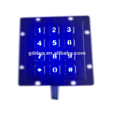 China Standard Backlit 3X4 Matrix Metal Keypad for Telephone, ATM and Elevator for sale