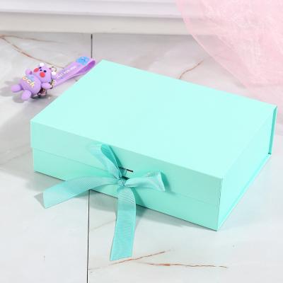 China High Quality Recycled Materials Luxury Caja De Regalos Packaging Paper Wedding Dress Magnetic Folding Gift Box With Ribbon Closure for sale