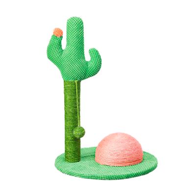 China 2021 Pet Supplier Sisal Green Cactus Shape Pet Cat Scratching Posts Cactus Cat Scratcher Viable Tree for sale