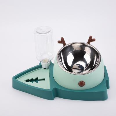 China Good Quality Sustainable Christmas Wholesale Hot Selling Type Stainless Steel Pet Feeder Water Bowl With Bottle for sale