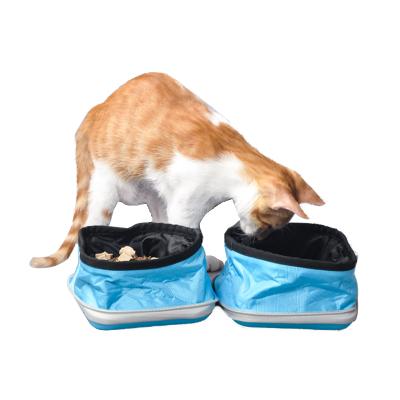 China 2021 New Pet Products Sustainable Portable Pet Slow Rider 2 IN 1 Collapsible Cloth Pet Bowl Travel for sale