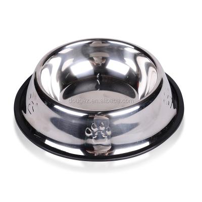 China Wholesale Hot Selling Viable Product Stainless Steel 201 Non-Slip Cheap Dog Bowl With Silicone Ring for sale