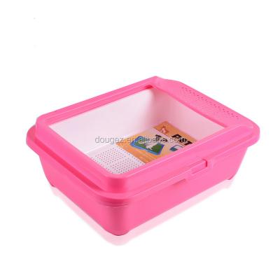 China Viable Factory Cat Litter Tray Self Cleaning Plastic Portable Cat Toilet Durable Cat Litter Box With Poop Scoop for sale