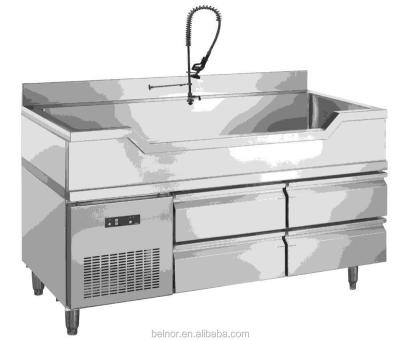 China Refrigerated Fish Service Compressor Drawer Type Stainless Steel Table for sale