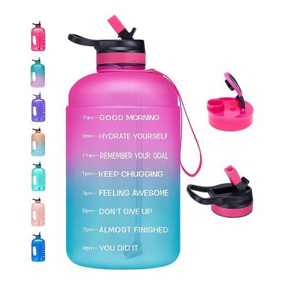 China Amazon top seller Leak proof BPA Free Tritan Colorful Large 1 Gallon Motivation Fitness Water Bottle for sale