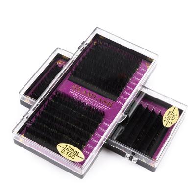 China GLAMLASH Natural Synthetic Long Lashes 0.03 - 0.25mm Thickness 3D Silk Individual Eyelash Extension Netting for sale