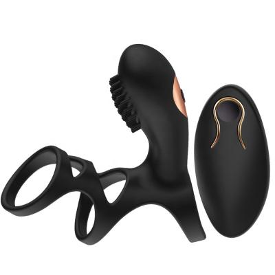 China 10 Double Vibration Modes Silicone Penis Rings Elastic Male Scrotal Delay Forced Ejaculation Sex Toys For Men Cock Rings for sale