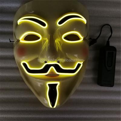 China Holloween\Party Vendetta El Wire Glowing Neon Mask, 10 colors for your choose for sale