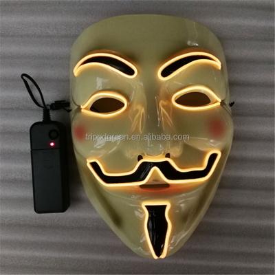 China Holloween \ Light Up Color Orange V Party Gifts For Vendetta El Wire Mask for sale