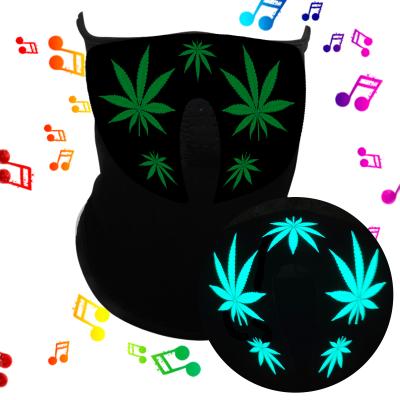 China Halloween Weed Healthy Active Pattern Led Face Mask Noise Activated Mask EL Panel Voice Control Mask for sale