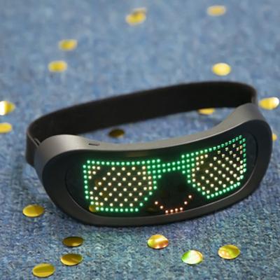 China Festival Decoration DIY APP Programmable Led Glasses , Light Up Screen Flashing Eyelgasses for sale