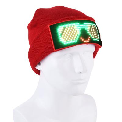 China JOINT Cool Fashion Led Knitted Hat , DIY APP Controlled Warm Hat For Christmas for sale