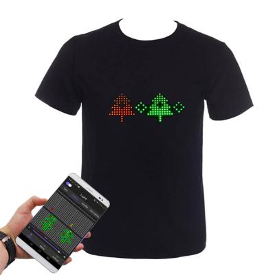 China For Led Party Blue App Control Connection Editable Light Display Smart Teeth Teeth Teeth T-shirt for sale