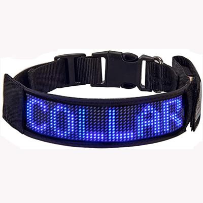 China Reflective APP programmable flashing dog collar, nylon rechargeable waterproof led dog collar for sale