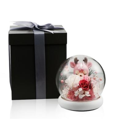 China Natural Touch Hot Sale Accept Custom Red White Rose Rose With Box Eternal Valentine Gift Set Glass Cover for sale