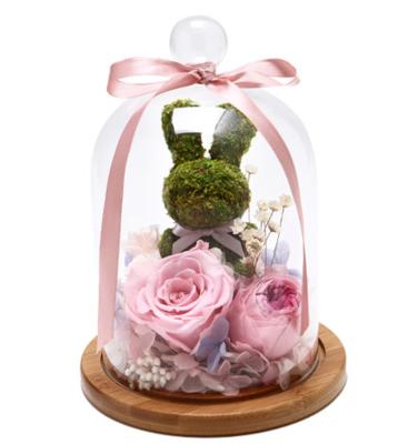 China Competitive Price Natural Touch Diy Keepsake Preserved Craft Rose Flowers Gift Glass Cover Eternal Rose for sale