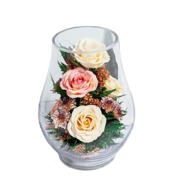 China Natural Decoration Rose Gift Box Set Eternal Valentine Flower Gift Glass Cover Factory direct sales contact for sale