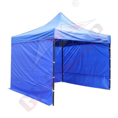 China Oxford Blue Gazebo 3mX3m with 4 solid walls and 1 half wal for sale