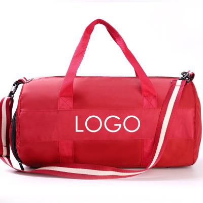 China Retro Lowest Custom High Quality Moq Gym Bag Waterproof Durable Polyester Sports Travel Bag With Shoe Compartment Women Duffel Bag for sale