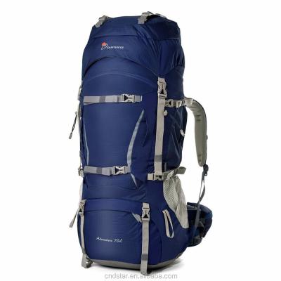 China 70L+10L Large Capacity Outdoor Sports Bag Water Resistant Internal View Backpack Hiking Camping for sale