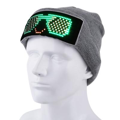 China APP control/RGB Colors Knitted Hat Led Display Soft Led Usb Mobile Rechargeable Led Screen Sign Board APP Control DIY LED Beanie Hat for sale