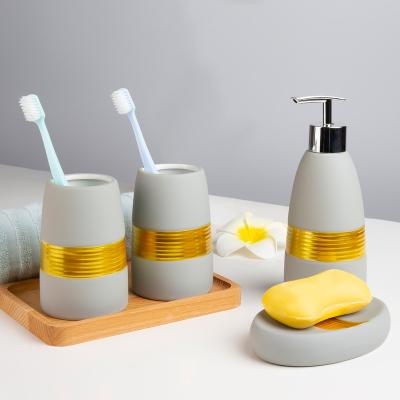 China Sustainable Ceramic Bathroom Toiletry Set Bathroom Four-Piece Ceramic Toiletry Set Bathroom Supplies for sale